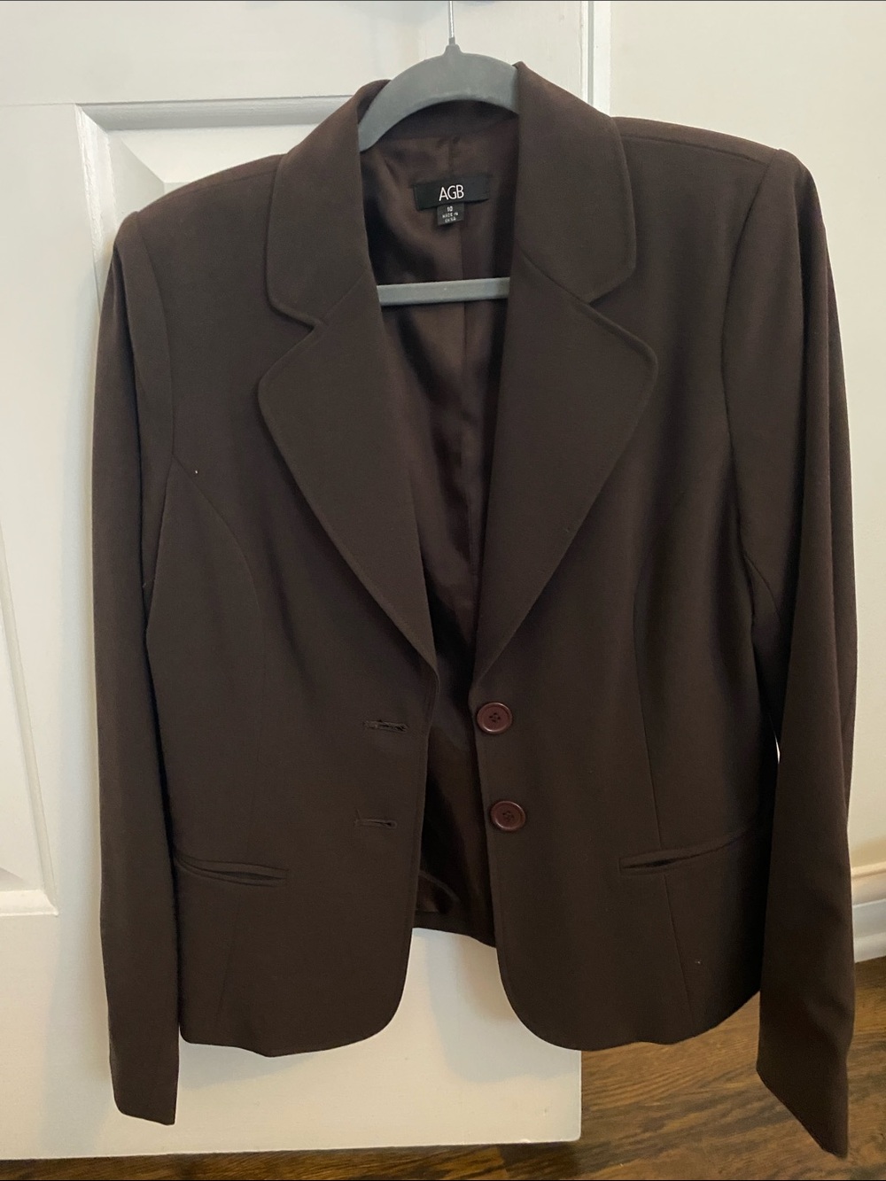 AGB Women's Dark Brown Classic Notch Lapel Blazer